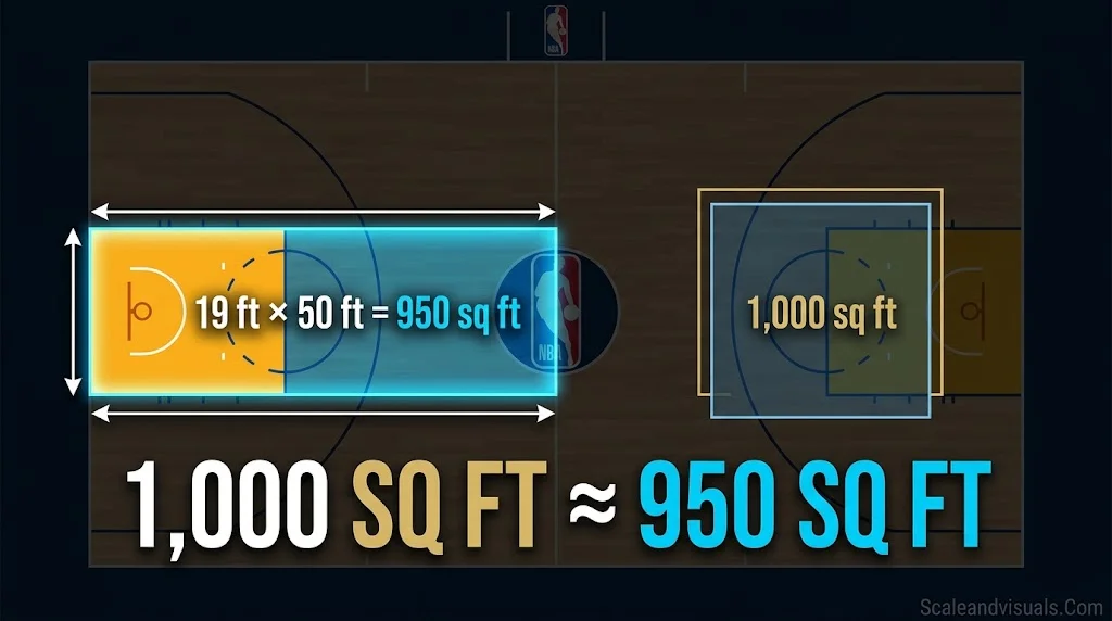 NBA court 1000 square feet