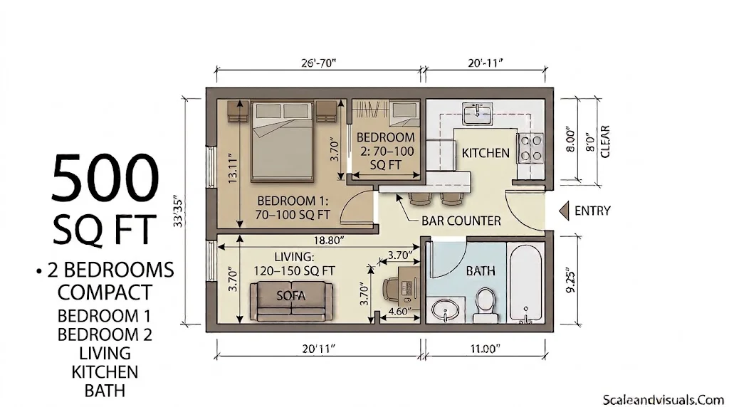 Compact two-bedroom