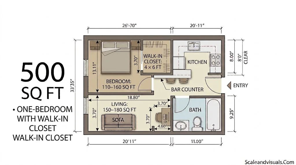 One-bedroom with a walk-in closet